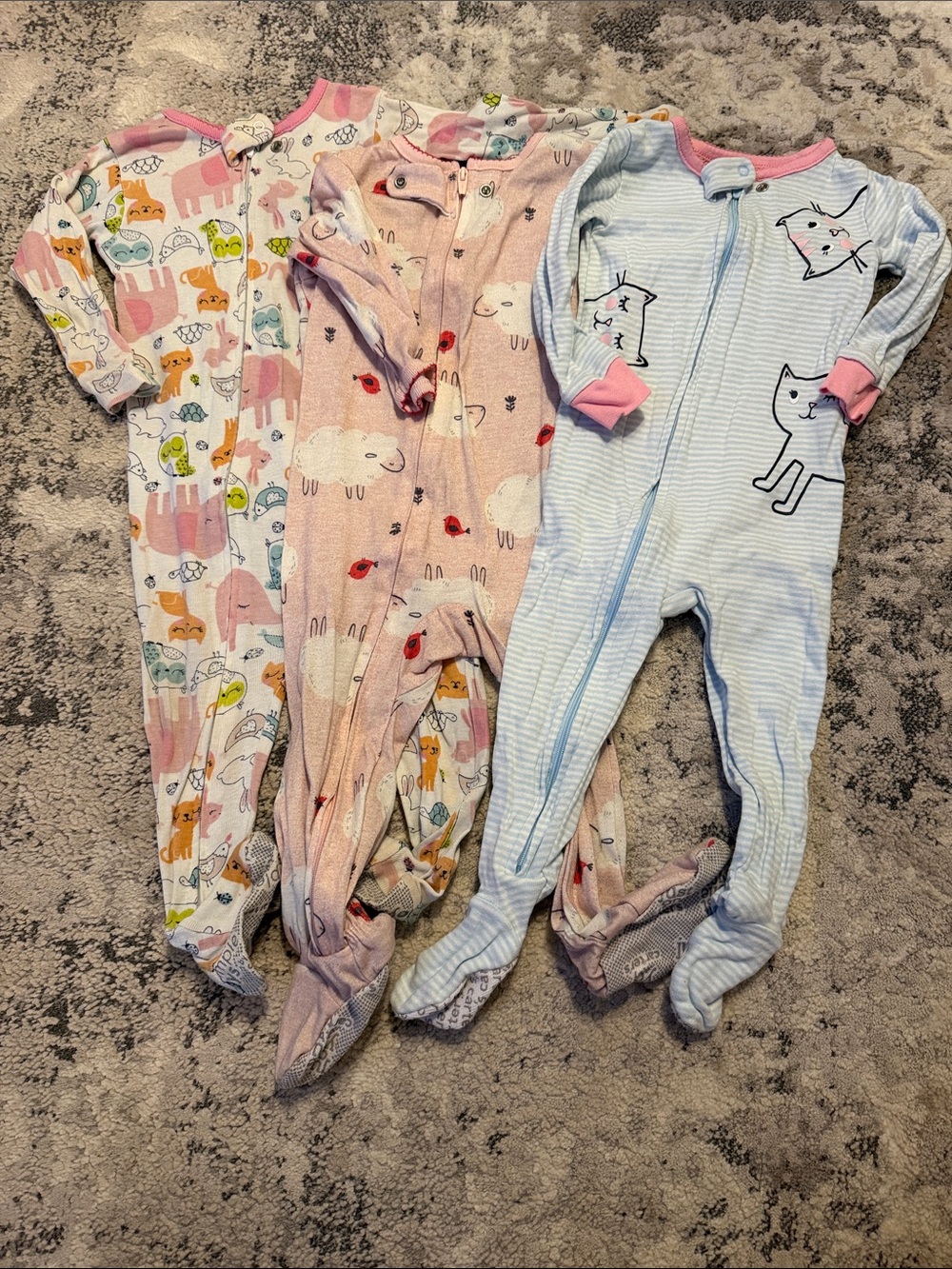 Carter's Baby Girls 3-Pack Footed Pajama Set - Pink, Blue, White